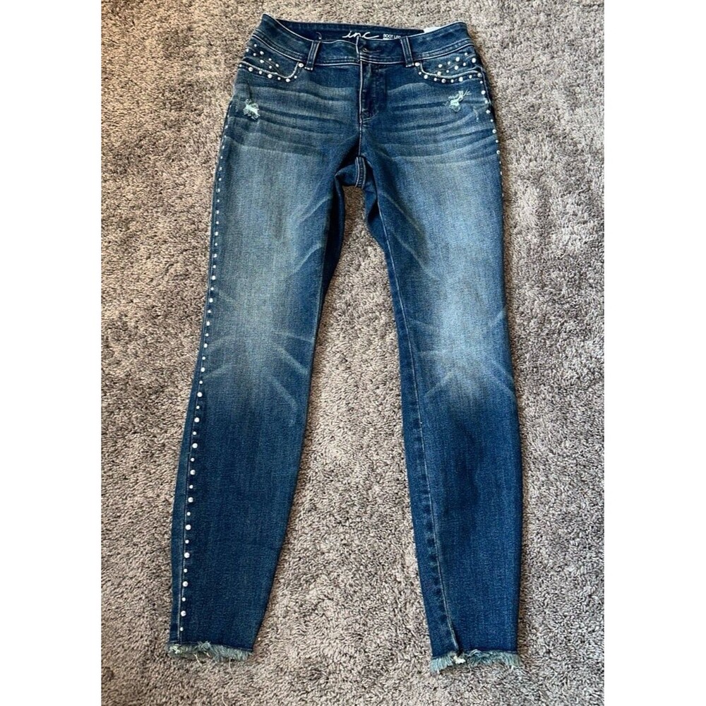 Inc studded boot leg blue jeans